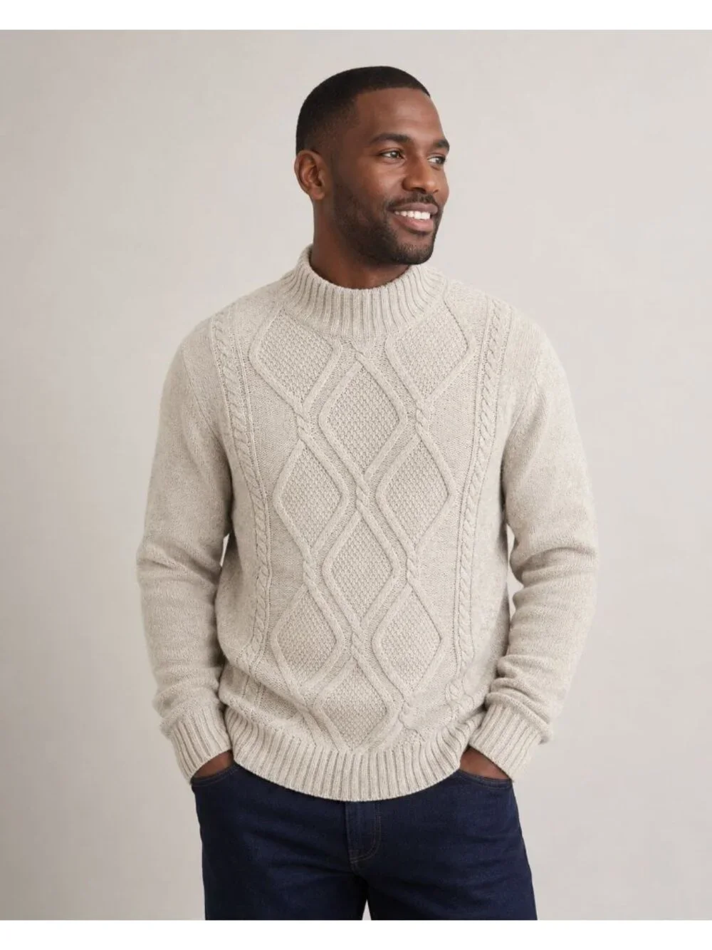 Banana Republic Beige Cable Knit Sweater Preppy Classic Cozy Men's L